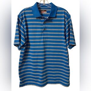 Grand Slam Blue & White Striped Polo Shirt Medium